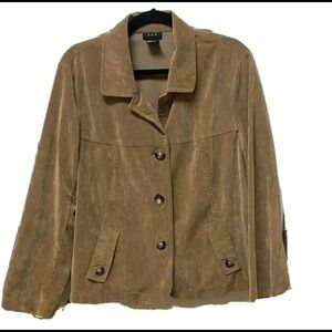 RQT Women Jacket blazer shirt button front outer wear long sleeve front pockets